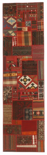 Håndknyttet. Opphav: Persia / Iran Kelim Patchwork Teppe 82x304