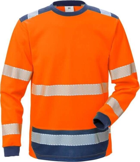 Fristads T-Shirt Långärmad 7724 Thv, Klass 3 Varsel Orange/marinblå Xs