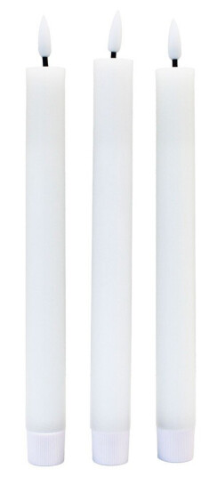 Ledlife 3 pakning hvite LED stearinlys flammeeffekt   Ø2,2cm Høyde: 24,5cm stagelys inkl. fjernkontroll timer batteri