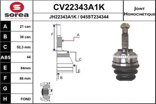 Drivledd EAI CV22343A1K Drivledd EAI CV22343A1K
