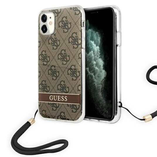 Guess iPhone 11 Hardcase Brun med 4G Utskriftsrem