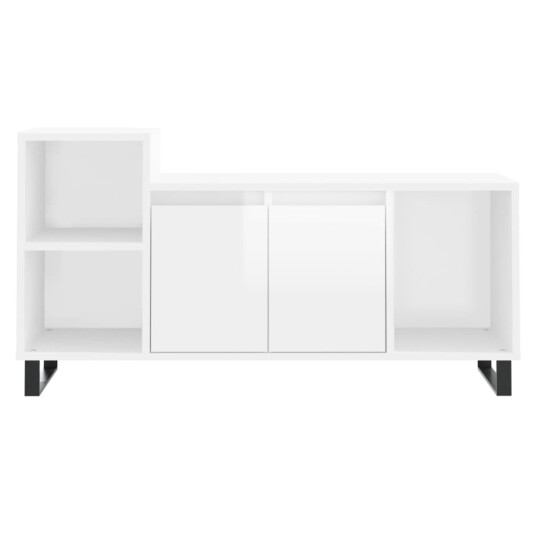 vidaXL TV-benk høyglans hvit 100x35x55 cm konstruert tre 8721012113657 vidaXL TV-benk høyglans hvit 100x35x55 cm konstruert tre 8721012113657