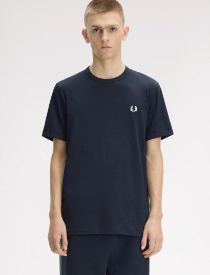 Fred Perry Stripe Tape T Shirt Navy XL Fred Perry Stripe Tape T Shirt Navy XL