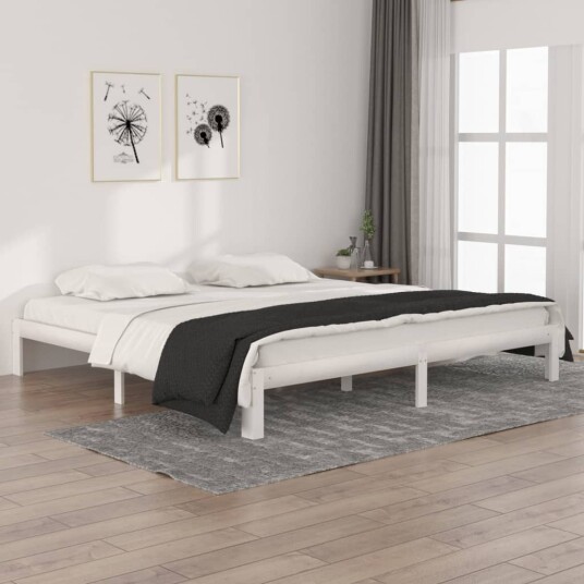 vidaXL Sengeramme hvit heltre furu 200x200 cm vidaXL Sengeramme hvit heltre furu 200x200 cm