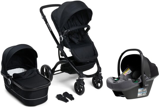 Beemoo Move Duo Duovogn Inkl. Beemoo Route i-Size Babybilstol Black/Mineral Grey
