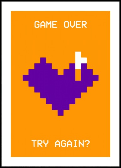 Retro Game Over Heart Plakat / 21x30 Retro Game Over Heart Plakat / 21x30