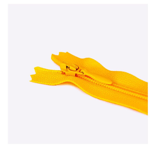 Tynn plastglidelås 30cm Gul