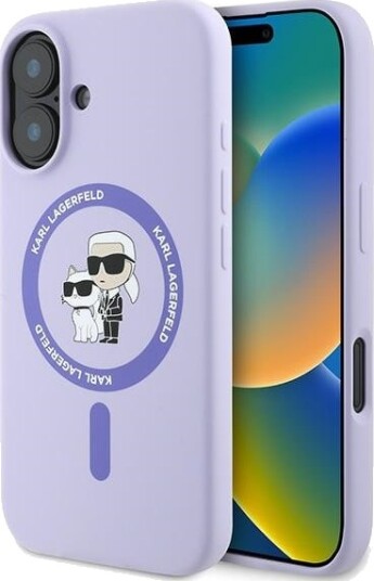 Karl Lagerfeld MagSafe Mobildeksel til iPhone 16 Plus - Lilla Karl&Choupette Design