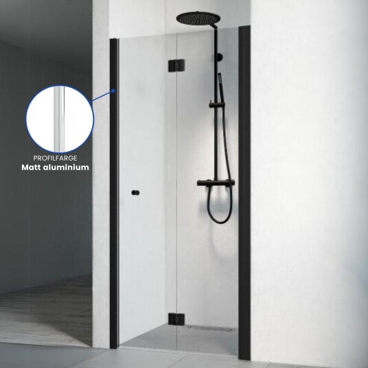 Macro Design Spirit Nisjedusj Vik Matt Aluminium / 955-990mm Klart Glass med Knott
