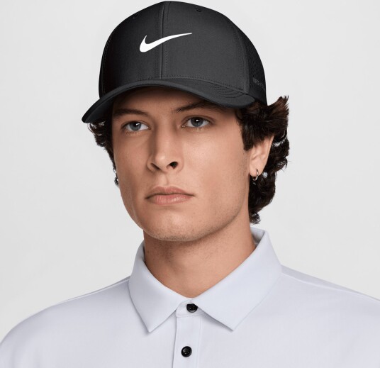Nike U Rise Cap Swoosh Flex Capser Black Anthracite White Medium Large