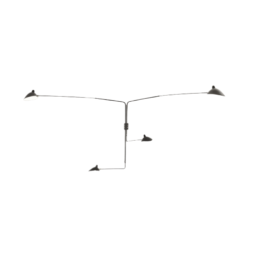 Serge Mouille 4 Roterende Vegglampe med Rette Armer  Sort