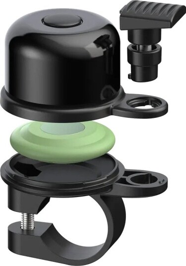 Sykkelringeklokke AirBell Original Moto Sykkelklokke med Skjult AirTag-holder 22,2 mm 85 dB svart