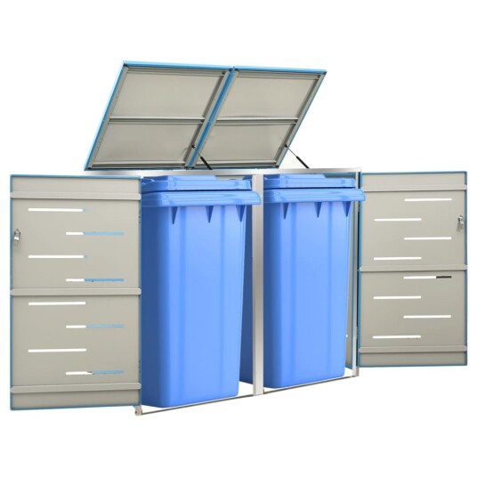 vidaXL Søppeldunkskur dobbelt 138x77,5x115,5 cm rustfritt stål