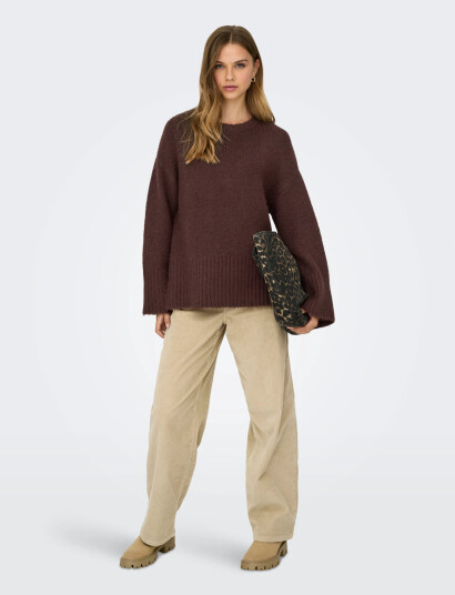 ONLY Onlmaggie Life Ls Loose O-Neck Cc Knt - Brown - XS ONLY Onlmaggie Life Ls Loose O-Neck Cc Knt - Brown - XS