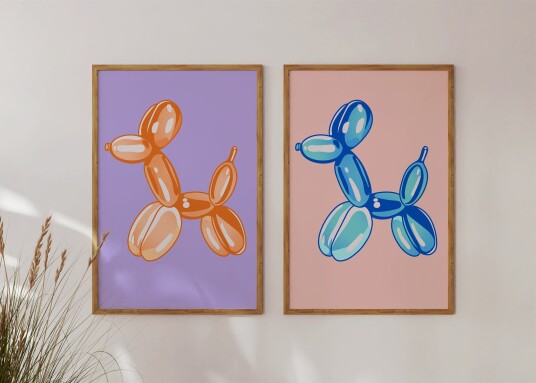 Plakat Ballonghund Kunst / Sett med 2