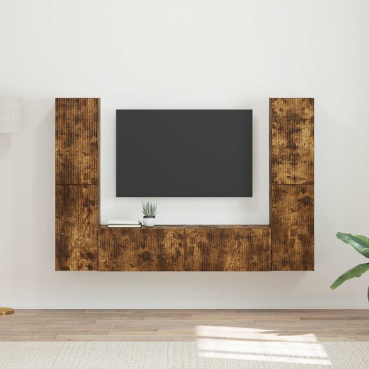 TV benksett 6 pcs Røkt eik Konstruert tre TV benksett 6 pcs Røkt eik Konstruert tre