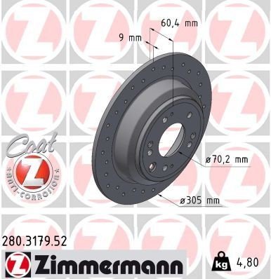 Bremseskive ZIMMERMANN 280.3179.52