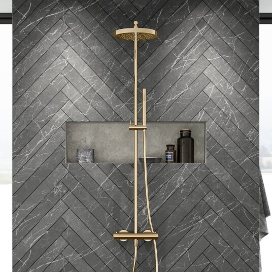Semplice Termostatsett SRL10 XL Rain DeLuxe ø24cm EasyClean Polert Messing Naturlig