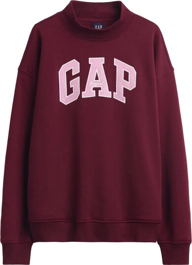 GAP Vintagesoft Oversized Mockneck Logo Sweatshirt   BURGUNDY 185   S/M