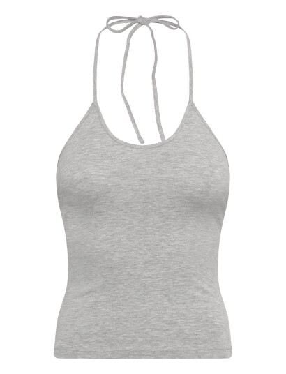 Weekday Slim Halterneck Cotton Top Grey XL