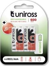 Uniross Ni-Mh Aa Hr6 Genopladelige Batterier 600Mah 4 Stk. UH4AAA600
