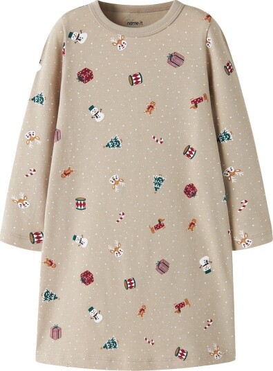 Name It Nattkjole - NmfVismas - Ren kasjmir/jul - Name It - 8 år (128) - Nattkjole - Beige