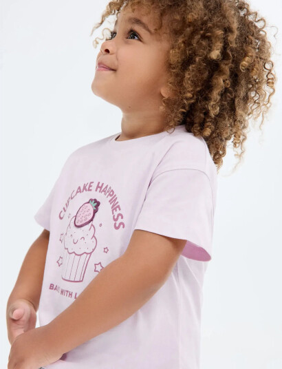 Mango Embossed Detail Printed T-Shirt - Pink - 18-24M
