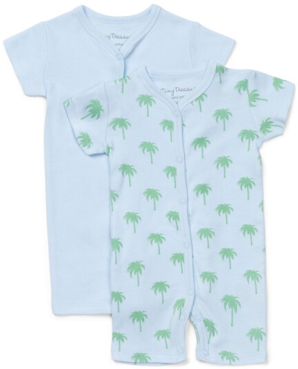 Tiny Treasure Summer Jumpsuit 2-Pack Blue/Palm 56 Tiny Treasure Summer Jumpsuit 2-Pack Blue/Palm 56