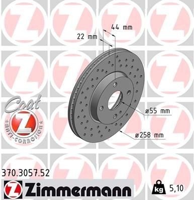 ZIMMERMANN 370.3057.52 Bremseskive ZIMMERMANN 370.3057.52 Bremseskive