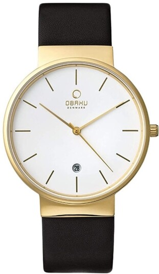 Obaku Herreklokke V153GDGWRB Klar Hvit/Lær Ø40 mm