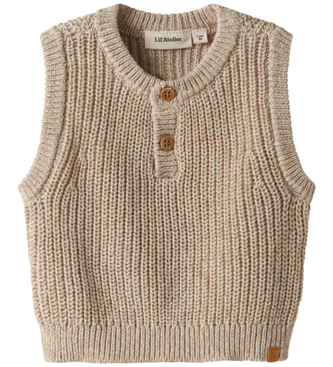 Lil'Atelier Oxford Tan Melange Nbmrokko Strikk Vest Lil 56
