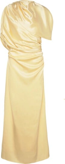 Malina Cassia Draped Fitted Maxi Dress   Yellow   36