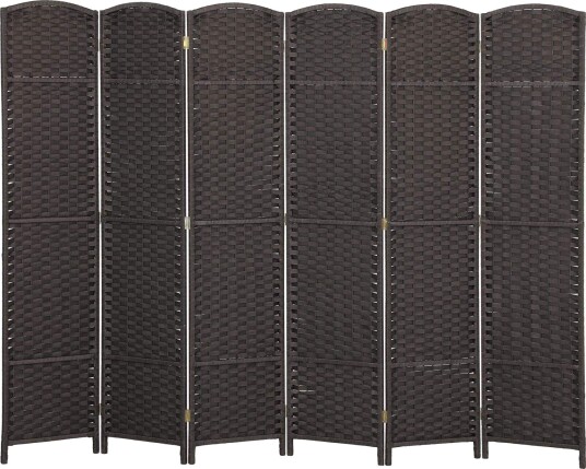 6 panels sammenleggbar romdeler – brun slitesterk personvernskjerm