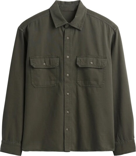 GAP Ultrasoft Denim Relaxed Utility Shirt TWEED GREEN XXL