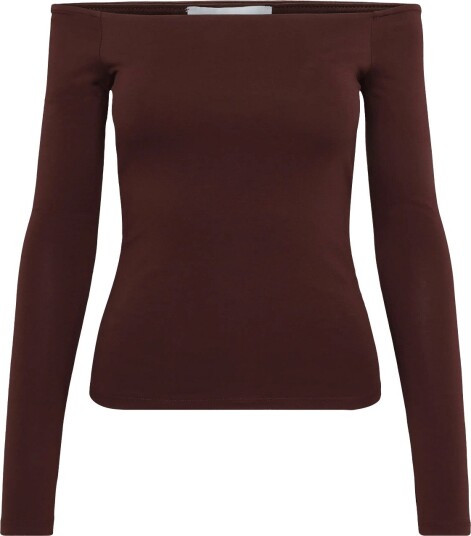 Topshop Tsboa Off Shoulder Ls Top Jrs   DEEP MAHOGANY   L