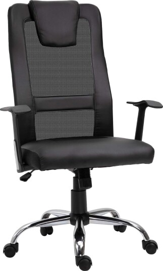 Ergonomisk kontorstol i svart PU skinn