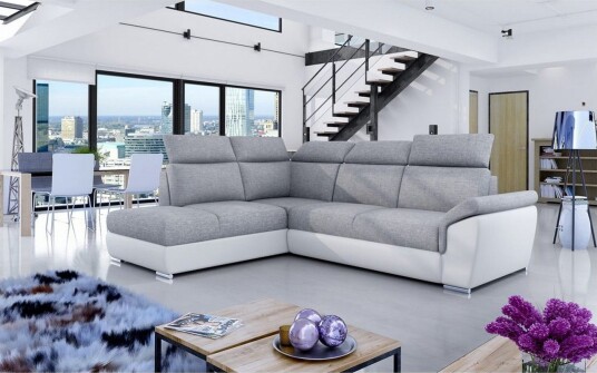 Seksjon Eltap Loreto 260x210x102 cm Sawana 21 Myk 17 Grå Hvit Venstre