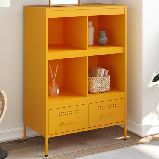 Highboard sennepsgul 68x39x101,5 cm stål 8721102390678