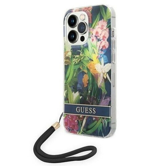 Guess Guohcp14xhflsb Iphone 14 Pro Max 6,7 Tommer Blå/Blå Hardt Deksel Blomsterstropp
