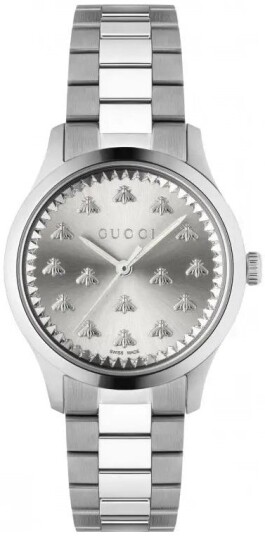 Gucci Dameklokke YA1265031 G Timeless Sølvfarget/Stål Ø32 mm