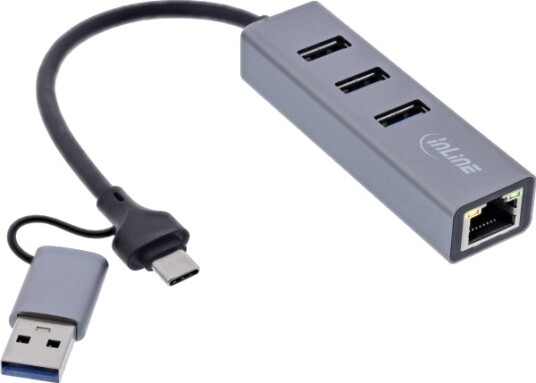 Inline 33380S Usb 3.2 Gen 1 3.1 Gen 1 Type A + Type C Rj 45 Usb 3.2 Gen 1 3.1 Gen 1 Type A 5000 Mbit/S Grå Aluminium 165 M