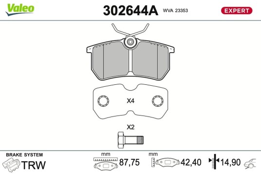 VALEO 302644A Bremseklosser