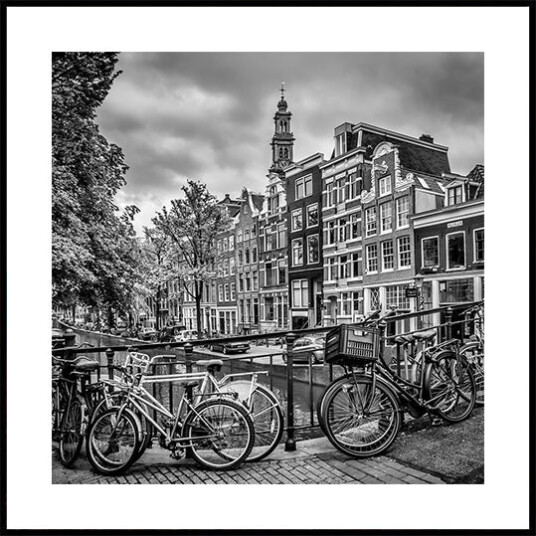AMSTERDAM Flower Canal black & white Plakat Plakat / 30x30cm
