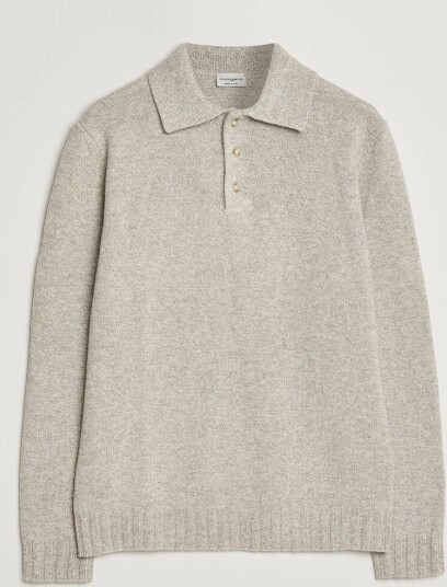 Morgano Wool/Cashmere Knitted Polo Beige