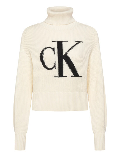 Calvin Klein Jeans Blown Up Ck Loose Sweater Contra - Cream - M Calvin Klein Jeans Blown Up Ck Loose Sweater Contra - Cream - M