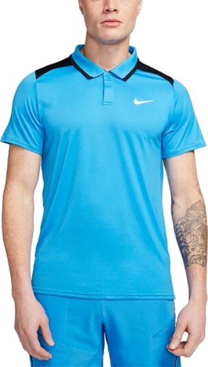 Nike M Court Dri Fit Advantage Polo Padel  og tennispique herre Ljusblå/Svart/Vit L