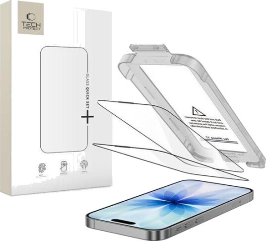 Tech-Protect Quick Set+ Herdet Glass 2-pakk til iPhone 17 - Svart