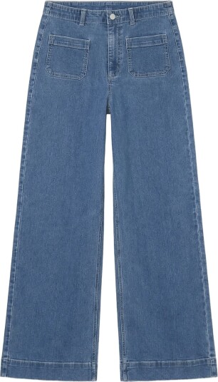 Vero Moda Vmkayla Høy Midje Jeann med Vide Ben og Store Lommer - Medium Blue Denim 27 x 32