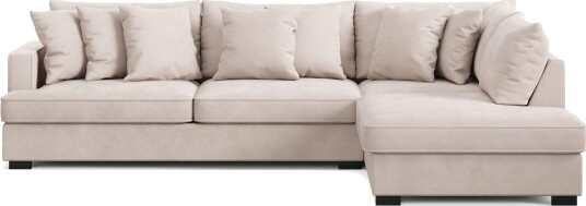 Rossita 4 seters Høyrevendt L formet Dyp Sjeselongsofa i Fløyel Beige Rossita 4 seters Høyrevendt L formet Dyp Sjeselongsofa i Fløyel Beige