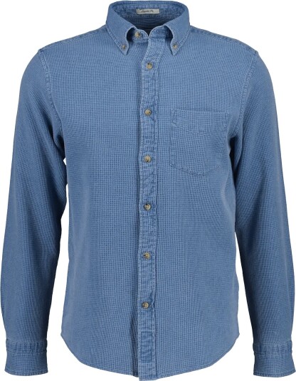 Gant Reg Indigo Waffle Shirt   SEMI LIGHT BLUE   M